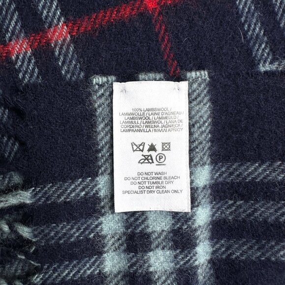 NEW - BURBERRY made in Scotland 100% Lambswool Paid Navy Scarf - UNISEX - Picture 4 of 7